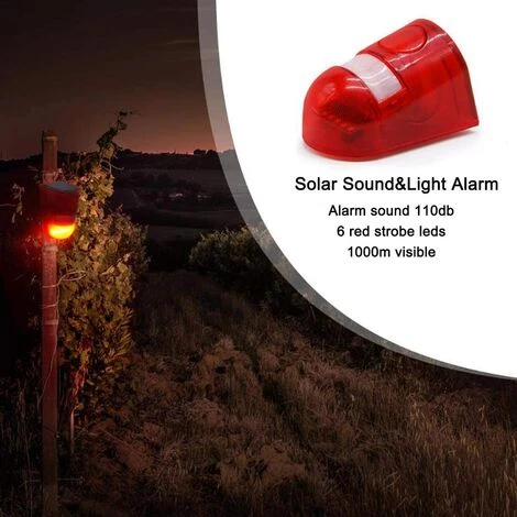 BENOBBY KIDS Alarme Sonore Et Lumineuse Solaire Détecteur De Mouvement Sirène 110 Décibels Alerte Sonore Et Avertissement Flash 6 LED Système D'alarme De Sécurité Stroboscopique Pour Ferme Villa, Rouge, 1pc 6 BENOBBY KIDS Alarme Sonore Et Lumineuse Solaire Détecteur De Mouvement Sirène 110 Décibels Alerte Sonore Et Avertissement Flash 6 LED Système D'alarme De Sécurité Stroboscopique Pour Ferme Villa, Rouge, 1pc – Image 4