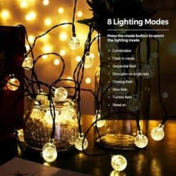 TINOR Guirlande Lumineuse Solaire,9M 50 LED Guirlande Lumineuse Extérieure Et Interieur 8 Modes IP65 Etanche, USB Guirlande Guinguette Pour Noël, Fête, Jardin, Terrasse, Balcon, Arbres, Mariages（blanc Chaud） -Luminaire solaire Soldes 2022 56198521 3