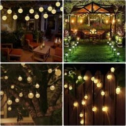 TINOR Guirlande Lumineuse Solaire,9M 50 LED Guirlande Lumineuse Extérieure Et Interieur 8 Modes IP65 Etanche, USB Guirlande Guinguette Pour Noël, Fête, Jardin, Terrasse, Balcon, Arbres, Mariages（blanc Chaud） -Luminaire solaire Soldes 2022 56198521 4