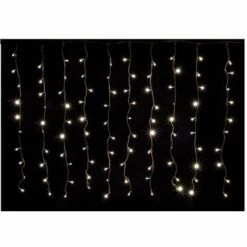 FALSE Guirlande Rideau Extérieur Solaire 2M 100L - BLANC CHAUD - Blanc - SILUMEN