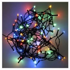 FALSE Guirlande Solaire 10M 100LED - Câble Vert, MULTICOULEUR - SILUMEN