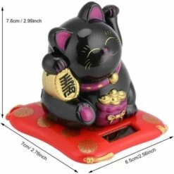 PERLE RARE Chat Porte Bonheur Bonne Chance Figurine Avec Bras Mobile à L'Energie Solaire Décoration Pour Voiture Maison Bureau (noir) -Luminaire solaire Soldes 2022 56742986 3