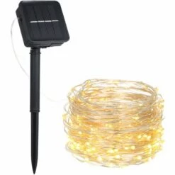 ASUPERMALL Guirlande Solaire 1.2W 2M 20 Leds, Avec 8 Modes D'Eclairage Differents, Blanc Chaud