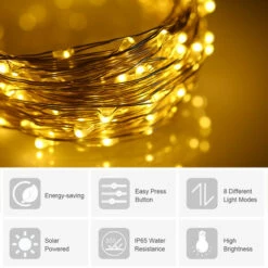 ASUPERMALL Guirlande Solaire 1.2W 2M 20 Leds, Avec 8 Modes D'Eclairage Differents, Blanc Chaud 10 ASUPERMALL Guirlande Solaire 1.2W 2M 20 Leds, Avec 8 Modes D'Eclairage Differents, Blanc Chaud -Luminaire solaire Soldes 2022 57111972 4