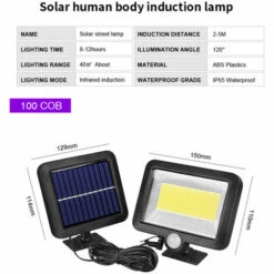 ASUPERMALL Lampe De Nuit Murale A Energie Solaire 100Cob, Capteur De Mouvement 9 ASUPERMALL Lampe De Nuit Murale A Energie Solaire 100Cob, Capteur De Mouvement -Luminaire solaire Soldes 2022 57112118 3