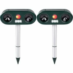 HKLFFJA Répulsif Chat Jardin Solaire à Ultrasons 2X Avec Lumière LED, Imperméable Répulsif Animaux Pour Chat, Chiens, Oiseaux