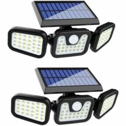 MONLY Lampe Solaire Extérieur,(pack De 2), étanche IP65, éclairage Grand Angle 360 °, Lumière Solaire Avec Détecteur De Mouvement, Pour Jardin, Entrée