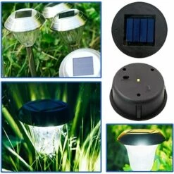 QERSTA 2 Pièces Haut De Remplacement Lumière Solaire Pour Lantern Panneau Solaire Couvercle De Lumière Avec Une Ampoule LED,Lanterne Solaire Bricolage Pour Décor De Jardin Extérieur -Luminaire solaire Soldes 2022 57297574 3