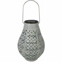 LUMI JARDIN Lanterne Solaire Décorative LEILA Blanc Métal H25.5cm - Blanc