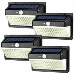 Lampe Solaire Extérieur, [ 158 LED Lot De 4] Éclairage Solaire Extérieur Détecteur De Mouvement, Spot Solaire Extérieur Avec 3 Modes Intelligents Lumière Solaire Étanche Pour Jardin Lampe Solaire LITZEE