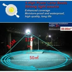 FR-LIFE Lampe Solaire Exterieur, BR-Vie 2 Pièces Lampe Solaire Exterieur Detecteur De Mouvement,360° Spot Solaire Exterieur [1200mAh] étanche Lanterne Solaire Exterieur Jardin -Luminaire solaire Soldes 2022 57786418 2