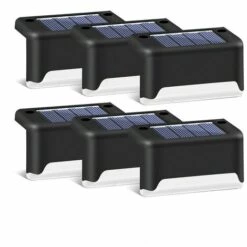BENOBBY KIDS Lot De 6 Lampes Solaires D'escalier étanches Pour L'extérieur (lumière Blanche à Coque Noire) - Lampes Solaires à LED Pour L'extérieur, Les Escaliers, Les Clôtures, La Cour, La Cour, étanches
