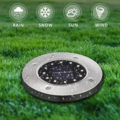 AIDUCHO 4pcs 12 LED Solaire Solaire Lumière Extérieure Souterraine Étanche Éclairage Sans Fil Avec Capteur De Lumière Pour Jardin Place Allée-Blanc Chaud -Luminaire solaire Soldes 2022 57958557 3