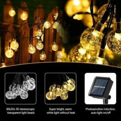 AIDUCHO Guirlande Lumineuse Solaire, 7M 50 LED Guirlande Lumineuse Extérieure Et Interieur 8 Modes IP44 Etanche, Pour Noël, Fête, Jardin, Terrasse, Balcon, Arbres, Mariages -Luminaire solaire Soldes 2022 57958596 4