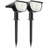 WIAN Lot De 2 Lampe Solaire 12 Ampoules LED Lampes Solaires Spots Solaires Extérieurs, 2 En 1 Lampes Solaires De Paysage IP65 Étanche Réglable Applique Murale Pour Patio, Cour, Jardin, Blanc Chaud