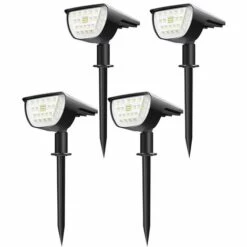 WIAN Lot De 2 Lampe Solaire 12 Ampoules LED Lampes Solaires Spots Solaires Extérieurs, 2 En 1 Lampes Solaires De Paysage IP65 Étanche Réglable Applique Murale Pour Patio, Cour, Jardin, Blanc Chaud -Luminaire solaire Soldes 2022 57984701 5