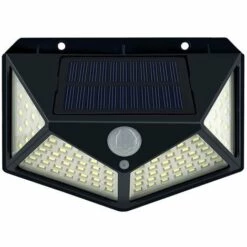 LITZEE 100LED Lampe Solaire , Lumière Solaire Humaine Panneau Solaire Équipé Super Lumineux Charge Solaire Économie D'énergie 3 Modes Éclairage Étanche Capteur Humain Pour Jardin Parking