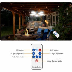 GRID COOL Lumière Solaire De Garage, Lumière Solaire De Hangar, Télécommande, Détection De Mouvement -Luminaire solaire Soldes 2022 58347393 5
