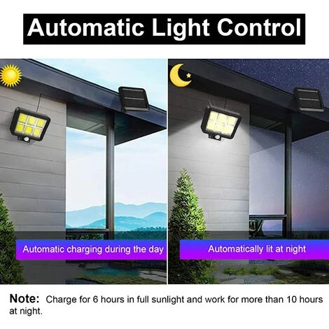 GRID COOL Lampe Solaire Extérieur Puissante Avec Détecteur De Mouvement 120 LED Étanche Blanc Éclairage Lumières Solaires Pour Jardin Terrasse Patio Porte Parking Lumière De Sécurité Cordon De 5 M 4 GRID COOL Lampe Solaire Extérieur Puissante Avec Détecteur De Mouvement 120 LED Étanche Blanc Éclairage Lumières Solaires Pour Jardin Terrasse Patio Porte Parking Lumière De Sécurité Cordon De 5 M – Image 2
