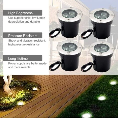 GRID COOL Spot Led Extérieur Encastrable 4 PACK 3W IP67 Spot Encastrable Led Terrasse Rond 300 Lumen Lampe D'éclairage De Jardin Extérieur, Pour Jardin Chemin Cour Garage 6 GRID COOL Spot Led Extérieur Encastrable 4 PACK 3W IP67 Spot Encastrable Led Terrasse Rond 300 Lumen Lampe D'éclairage De Jardin Extérieur, Pour Jardin Chemin Cour Garage – Image 4