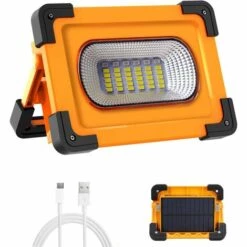 GRID COOL Projecteur LED Rechargeable Projecteur Chantier 60W 3000 Lumens Lumière De Travail Avec Batterie 9000mAh & Pannea Solaire 4 Modes Lanterne Portable Projecteur Extérieur Pour Camping, Bricolage