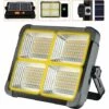 GRID COOL Projecteur LED Rechargeable 336 LEDs/ 100W/ Panneau Solaire/ 4 Modes D'éclairage/ Batterie Externe 12000mAh/ Absorption D'aimant, Idéal Pour Camping, Travail, Pêche, Couleur Noire [Classe énergétique A++] -Luminaire solaire Soldes 2022 58348481 1