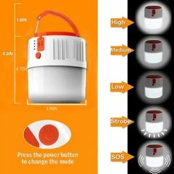 GRID COOL Lanterne Rechargeable Par USB - Lanterne De Camping Solaire LED Portable Lampe De Poche De Sécurité Lampe De Recherche étanche Pour La Randonnée, La Pêche, Les Coupures De Courant (Blanc) -Luminaire solaire Soldes 2022 58349412 4