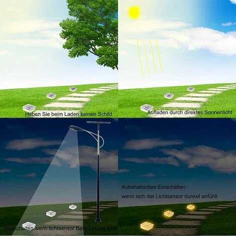 LYCXAMES Lot De 1 Pavés Solaires En Verre Avec Télécommande 12 Boutons, Lumière Colorée Marche/arrêt Capteur De Lumière éclairage De Chemin étanche Projecteur Solaire Pour Terrasse Jardin Cour Chemin Terrasse, 105 X 105 X 55 Mm 5 LYCXAMES Lot De 1 Pavés Solaires En Verre Avec Télécommande 12 Boutons, Lumière Colorée Marche/arrêt Capteur De Lumière éclairage De Chemin étanche Projecteur Solaire Pour Terrasse Jardin Cour Chemin Terrasse, 105 X 105 X 55 Mm – Image 3