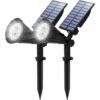 LYCXAMES [2 Pack] LED Solaire Projecteur, Lampe Solaire De 4 LED, Étanche Extérieur Lampe Jardin，Éclairage De Sécurité Paysage Lumière Pour Chrismas Arbre, Clôture, Patio, Fête.(Blanc Froid 6000K) -Luminaire solaire Soldes 2022 58374667 1