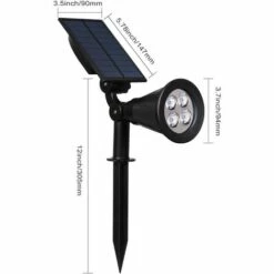 LYCXAMES [2 Pack] LED Solaire Projecteur, Lampe Solaire De 4 LED, Étanche Extérieur Lampe Jardin，Éclairage De Sécurité Paysage Lumière Pour Chrismas Arbre, Clôture, Patio, Fête.(Blanc Froid 6000K) -Luminaire solaire Soldes 2022 58374667 3