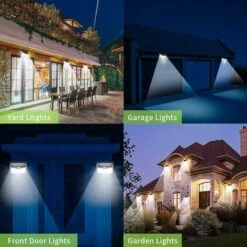 LYCXAMES Lampe Solaire Exterieur, Projecteur LED Exterieur Detecteur De Mouvement 208 Led Ip65, Lumiere Spot LED Solaire Exterieur, Eclairage Exterieur Avec Detecteur,Applique Murale Pour Jardin Piscine-2 Pack -Luminaire solaire Soldes 2022 58383507 5
