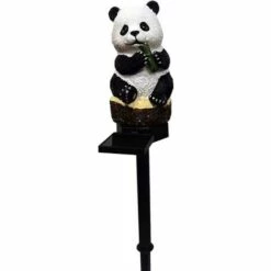AIDUCHO Résine Solaire Panda Lampe De Sol Chaud Jaune Lumière Extérieure étanche Paysage Lampe Jardin Parc Prise De Terre Lampe