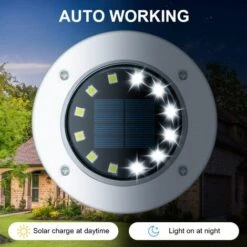 ENLENK Lampe Solaire Extérieure 12 LED 4pcs Lampe Solaire Solaire Blanc Lampe De Jardin Étanche Acier Inoxydable Pour Extérieur, Jardin, Patio, Pelouse, Cour, Passerelle -Luminaire solaire Soldes 2022 58438519 4