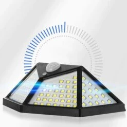 LITZEE 2 Pièces 100LED Lampe Solaire , Lumière Solaire Humaine Panneau Solaire Équipé Super Lumineux Charge Solaire Économie D'énergie 3 Modes Éclairage Étanche Capteur Humain Pour Jardin Parking -Luminaire solaire Soldes 2022 58460344 3