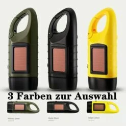 AOUGO Lampe De Poche Rechargeable à Manivelle, Lampe De Poche à LED Solaire, Lampe De Poche à Dynamo, Lampe De Secours Extérieure, Lampes De Camping Portables, Avec Mousqueton Pour Accrocher (noir) [Classe énergétique A++] -Luminaire solaire Soldes 2022 58574411 5