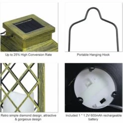 AOUGO Lot De 2 Lanternes Solaires Avec Effet De Bougie Éclairage Solaire Pour Extérieur Décoration De Jardin Lanterne Solaire En Forme De Bougie.[Classe énergétique A+++] -Luminaire solaire Soldes 2022 58574597 3