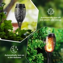 QEDERTEK Lumières Flamme Solaire Exterieure - Lot De 6 Lampe Torche Solaire Étanche, Lampe Solaire Flamme Vacillante Pour Décor, Jardin, Patio, Chemins, Pelouse -Luminaire solaire Soldes 2022 58660395 3