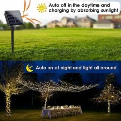 QEDERTEK Guirlande Solaire Exterieur, 20M 200 LED Guirlande Lumineuse Exterieur Solaire Etanche, 8 Modes D'éclairage Lampe Décoratives Pour Jardin, Patio, Clôture, Anniversaire, Mariage (Blanc Chaud) -Luminaire solaire Soldes 2022 58660438 3
