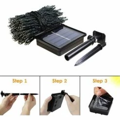 QEDERTEK Guirlande Solaire Exterieur, 20M 200 LED Guirlande Lumineuse Exterieur Solaire Etanche, 8 Modes D'éclairage Lampe Décoratives Pour Jardin, Patio, Clôture, Anniversaire, Mariage (Blanc Chaud) -Luminaire solaire Soldes 2022 58660438 5