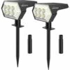 HKLFFJA 2 Pack 108 LED Spot Solaire Exterieur, Lampes Solaires Etanche IP65 Projecteur Solaire Exterieur 4 Modes Dtecteur De Eclairage Extérieur Solaire Pour Jardin, Extérieur, Chemin, Allée -Luminaire solaire Soldes 2022 58664710 1