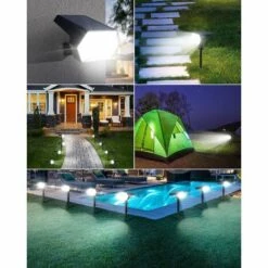 HKLFFJA 2 Pack 108 LED Spot Solaire Exterieur, Lampes Solaires Etanche IP65 Projecteur Solaire Exterieur 4 Modes Dtecteur De Eclairage Extérieur Solaire Pour Jardin, Extérieur, Chemin, Allée -Luminaire solaire Soldes 2022 58664710 3