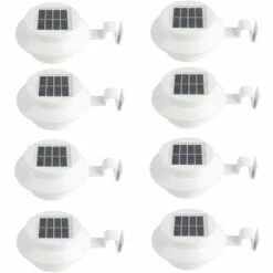 HKLFFJA Lot De 8 Lampes Murales Blanches à énergie Solaire Pour Gouttière, Allée, Escalier, Spot Pour Toit, Terrasse, Jardin, Cour