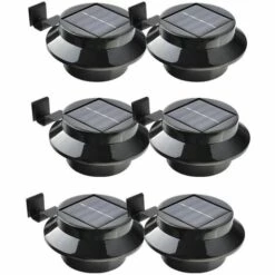 HKLFFJA Lot De 6 Lampes LED à énergie Solaire Pour Gouttière, Clôture, Toit, Gouttière, Jardin, Cour, Mur, Noir