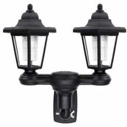 MOHOO Appliques Murales à énergie Solaire LED Double Tête étanche Rétro Vintage Crépuscule à L'aube Contr?le De La Lumière Paysage Jardin Extérieur Cl?ture Décoration Maison (blanc Chaud Double Têtes)