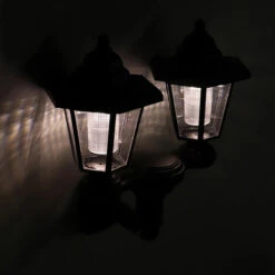 MOHOO Appliques Murales à énergie Solaire LED Double Tête étanche Rétro Vintage Crépuscule à L'aube Contr?le De La Lumière Paysage Jardin Extérieur Cl?ture Décoration Maison (blanc Chaud Double Têtes) -Luminaire solaire Soldes 2022 58682184 4