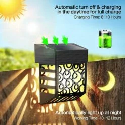 ENLENK Lot De 4 Lampes Solaires De Jardin, Appliques Murales D'extérieur étanches IP54 Pour Jardins, Chemins, Voitures -Luminaire solaire Soldes 2022 58844670 3