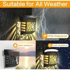 ENLENK Lot De 4 Lampes Solaires De Jardin, Appliques Murales D'extérieur étanches IP54 Pour Jardins, Chemins, Voitures -Luminaire solaire Soldes 2022 58844670 4