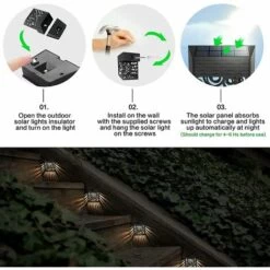 ENLENK Lot De 4 Lampes Solaires De Jardin, Appliques Murales D'extérieur étanches IP54 Pour Jardins, Chemins, Voitures -Luminaire solaire Soldes 2022 58844670 5