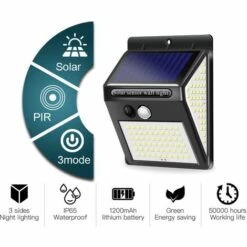 EINEMGELD 4 Pièces De Lampes Solaires Pour L'extérieur 140 LED, Lampes Solaires Pour L'extérieur Avec Détecteur De Mouvement 1200mAh Lampe Solaire LED étanche 3 Modes Lampe Solaire Extérieure 270 ° Pour Jardin Extérieur -Luminaire solaire Soldes 2022 58996363 5
