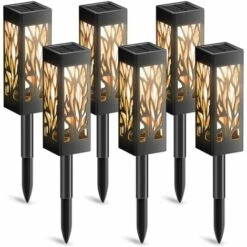 FVBJD Lampe Solaire Exterieur Jardin, 6 Pièces Décoration Jardin Lanterne Solaire Avec Lumière Blanche Chaude, IP65 Étanche Lumière Solaire Extérieure Auto On/Off Pour Cour Outdoor Cour Pelouse